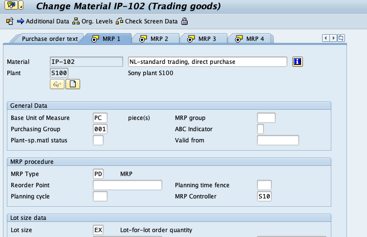 Gross Requirements Planning in SAP 2